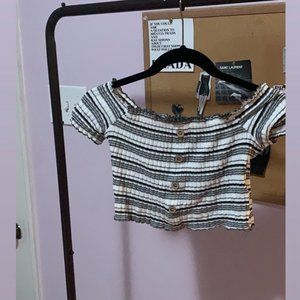 Smocked striped crop top